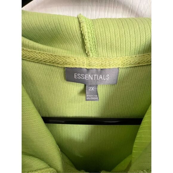 Essentials Lime Green Ribbed Hooded Quarter Zip Short Sleeve Shirt - Picture 2 of 4
